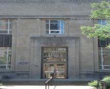 Featured is the projected door frame of the Elsie Perrin Williams Memorial Library.; Kendra Green, 2007.