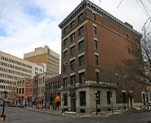 Primary elevations, from the southeast, of the Galpern Building, Winnipeg, 2007; Historic Resources Branch, Manitoba Culture, Heritage, Tourism and Sport, 2007