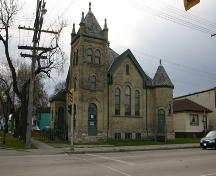View of the main (north) face of the First Scandinavian Mission Church, Winnipeg, 2004.; Historic Resources Branch, Manitoba Culture, Heritage, Tourism and Sport, 2005