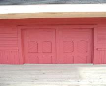 Double freight door of the Inverness Railway Station, Inverness, Nova Scotia, 2002.
; Inverness County Heritage Advisory Committe, 2002.