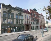 Contextual view, from the southeast, of the Utility Building and other buildings that make up the Red River College Princess Street Campus, Winnipeg, 2006; Historic Resources Branch, Manitoba Culture, Heritage, Tourism and Sport, 2006