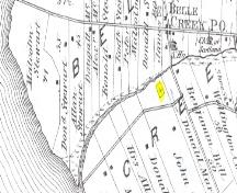 Highlighted area shows cemetery near church; Meacham's Illustrated Historical Atlas of PEI, 1880