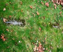 Image of the York County Municipal Home Cemetery showing in-ground tombstones, the earliest of which had been made from concrete; City of Fredericton
