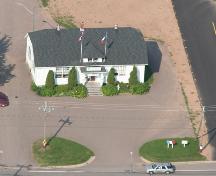 Former Saint-Joseph School - Aerial photo of the southeast side of the school taken prior to the restoration of the exterior; Memramcook Valley Historical Society