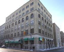 Oblique view, from the northeast, of the Adelman Building, Winnipeg, 2005; Historic Resources Branch, Manitoba Culture, Heritage, Tourism and Sport, 2005