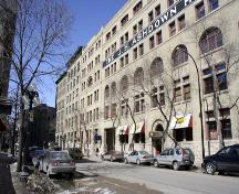 Contextual view, from the southeast, of the McClary Building (far left), Winnipeg, 2006; Historic Resources Branch, Manitoba Culture, Heritage, Tourism and Sport, 2006