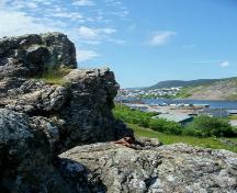 View of Newman’s Flagpole Rock, Harbour Breton, NL showing a ringbolt in the rock. Photo taken 2009. ; Doug Wells 2009