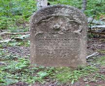 Front of last remaining standing headstone; Carter Jeffery, 2009