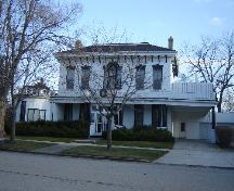 Of note is the large second-storey balcony.; Kayla Jonas, 2008.