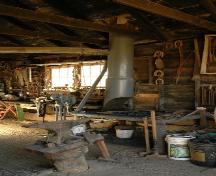 Hearth and tools inside the Ambroz Blacksmith Shop, 2004; Government of Saskatchewan, Calvin Fehr, 2004