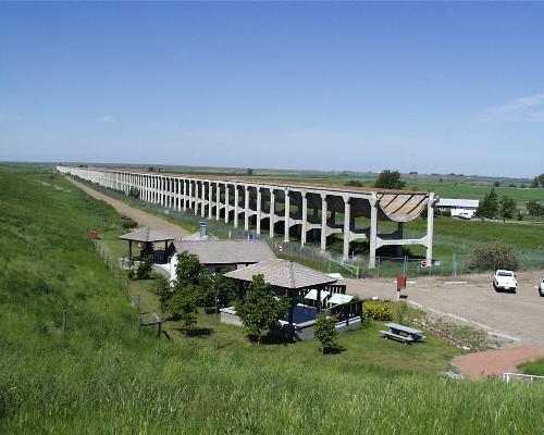 Interpretive centre in foreground