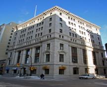 Primary elevations, from the southeast, of the Chamber of Commerce Building, Winnipeg, 2006; Historic Resources Branch, Manitoba Culture, Heritage, Tourism and Sport, 2006