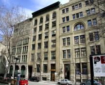 Primary elevation, from the southeast, of the Kilgour Block (seen in the centre of the image), Winnipeg, 2007; Historic Resources Branch, Manitoba Culture, Heritage and Tourism, 2007