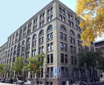 Primary elevations, from the northeast, of the R.J. Whitla and Company Building, Winnipeg, 2008; Historic Resources Branch, Manitoba Culture, Heritage and Tourism, 2008