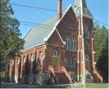 Of note are the five buttresses supporting the south elevation.; Town of Milton, ND.