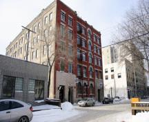 Contextual view, from the northeast, of the Great West Saddlery Warehouse, Winnipeg, 2007; Historic Resources Branch, Manitoba Culture, Heritage and Tourism, 2007