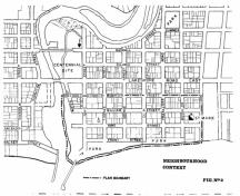 Featured are the district boundaries and street layout.; Old Oakville District Plan, City of Oakville, 1981.
