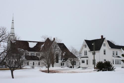 Showing side elevation and parochial house