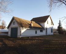 Reverend Forbes Homestead - view of the front door of the house with the original hospital annex on the left (December 2002); Alberta Culture and Community Spirit, Historic Resources Management Branch, 2002