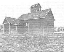 General view of the Grainary (at left) and Feed Mill (at right), 1992.; Department of Public Works / Ministère des Travaux publics, (A & E Services--CPS, WRO), 1992.