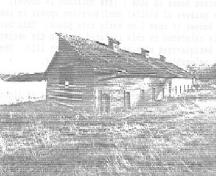 Corner view of the Piggery, showing its distinctive massing, 1992.; PWSGC, A & E Services, Canadian Parks Service, WRO / TPSGC, Services d'architecture et de génie, Service canadien des parcs, BRO, Canada 1992.