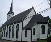 St. Andrew's Presbyterian Church, Old Town Lunenburg, rear facade, 2004; Heritage Division, NS Dept. of Tourism, Culture and Heritage, 2004