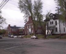 Panoramic view of the Science building (left), the St. FX Department Building (center) and the Arts Building (right) showing the compatible scale of the building vis-a-vis the neighbouring structures, 2002.; Public Works and Government Services Canada / Travaux publics et Services gouvernementaux Canada, 2002.