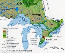 Location of Parkhill NHSC in Ontario; Parks Canada Agency / Agence Parcs Canada, placeholder