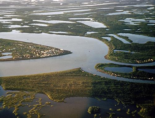 Aklavik and Pokiak 1952. Aerial view.