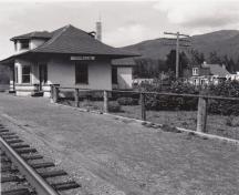 View of Dorreen Railway Station with General Store in the background; Regional District of Kitimat-Stikine, 2014