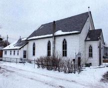 Vue en angle de l'église de la First Baptist Church d’Amherstburg; Parks Canada Agency | Agence Parcs Canada, J. Cousineau.