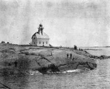Photographie historique montrant le phare; feu postérieur de Jones Island, vers 1900.; Library and Archives Canada | Bibliothèque et Archives Canada, PA-148102