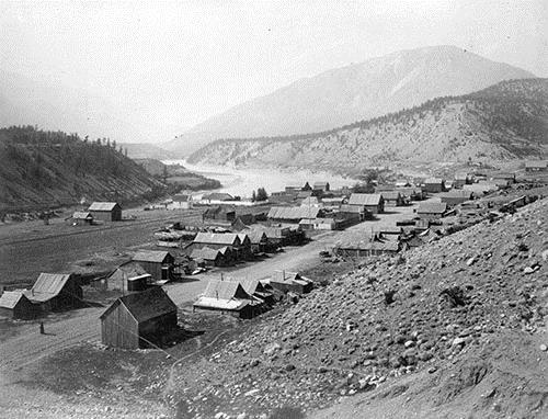 Joss House at Lytton, 1885 (left, closest building)