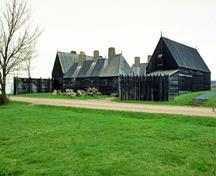 General view of Port-Royal showing the illustration of 17th-century function arrangements through the spatial relationship of buildings and landscape features, 1991.; Parks Canada Agency / Agence Parcs Canada, J.P. Jérôme