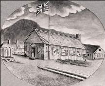 From the logbook of the HMS Pegasus.  Plans for Fort Frederick were approved in 1715 and construction began in 1717.; National Archives of Canada, C-2532