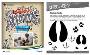 Example of the Xplorers book for l'Anse aux Meadows, Parks Canada / Example d'un livre des Xplorateurs produit pour l'Anse aux Meadows, Parcs Canada